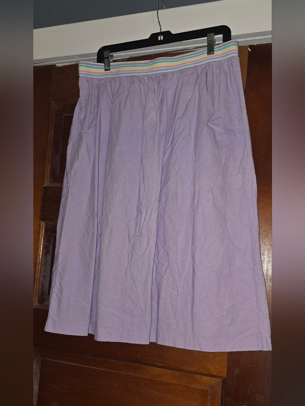 Vintage API Lilac A-Line Women’s Skirt with Rainbow Elastic Waistband